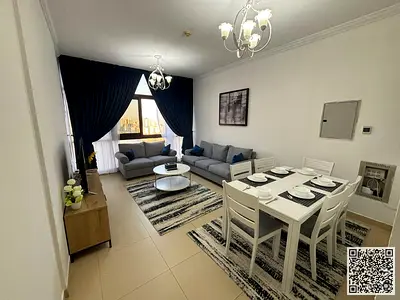 ✨ Luxury apartment for monthly rent, one bedroom and a hall with an open view, fully furnished with elegant furniture and a fully equipped kitchen