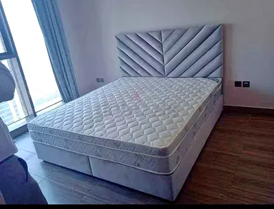 Queen size bed set with upholstered headboard,