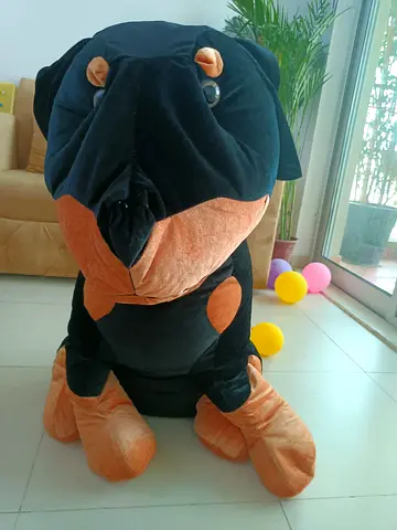 Large black  tan plush dog - soft stuffed animal (good condition)