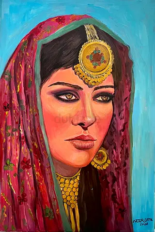 جمال اماراتي 
Artwork Title : Emirati Beauty
Original Handmade Arabic Woman Portrait