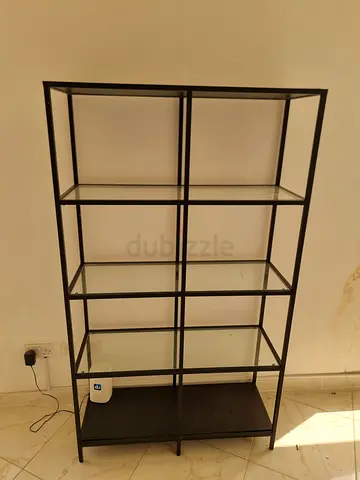 Black metal open shelving unit / bookcase - sturdy frame, 4 tiers
