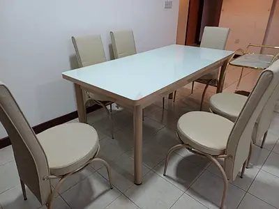 Modern Dining Table Set with Upholstered Chairs
