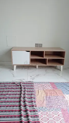 My light oak cabinet with open shelves and single white door - good condition
