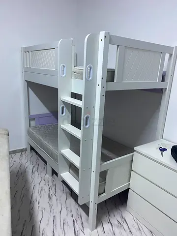 White Wooden Bunk Bed (Twin over Twin) - Good Condition including home dilevery and installation