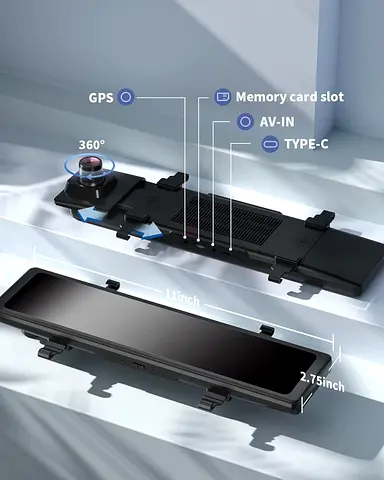 REDTIGER Rear View Mirror Camera for Cars,4K Front and 2.5K Rear Mirror Dash Cam Backup Camera,11 U