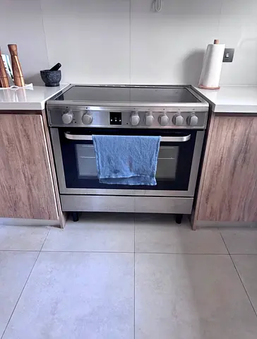 Hoover 5 Cooking zones Vitroceramic Cooker 90 x 60 cm, Electric Multifunction Oven  Grill, Stee