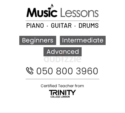 MUSIC LESSONS FOR PIANO GUITAR DRUMS