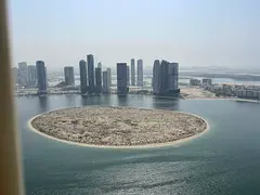 Beautiful balcony view for a 3-bedroom apartment and living room in Al Khan overlooking Al Mamzar. I