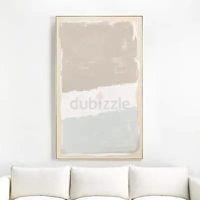 CRATE AND BARREL Neutral Modern Moment Framed Hand-Painted Raw Canvas Wall Art decor 125x205 cm