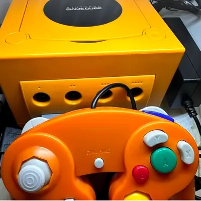 Nintendo GameCube pal orange  1controllor+cables+HDMI converter 512gb GameCube games