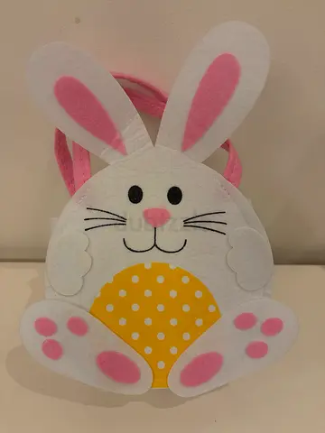 Felt Easter Basket - Pink and White Bunny BRAND NEW