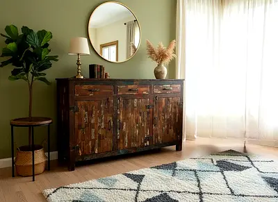 Rustic Wooden Sideboard with Drawers