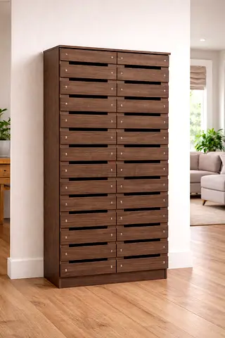 Modern Oak Wooden Shoe Cabinet with Shelves - Multi Storage Organizer for Entryway  Home