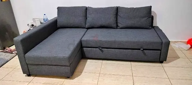 L-shaped Grey Sofa bed with Storage  Good Condition