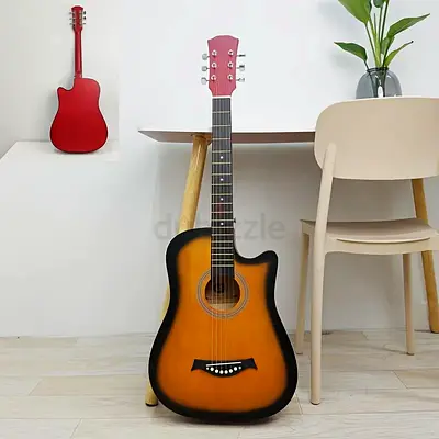 MegArya 38 Inch Sunbrust Acoustic Guitar With Glossy Finish Basswood Panels, ABS Nuts