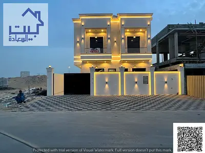 Villa for rent in Al Helio 2, Ajman. Six master bedrooms. Payment in four installments. Close to all services and near Sheikh Mohammed Bin Zayed Road.