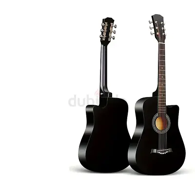 MegArya 38 Inch Black Acoustic Guitar With Glossy Finish Basswood Panels, ABS Nuts