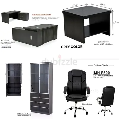 Office Desk and Chair Set - Grey and Black