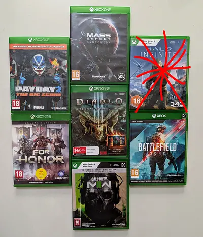 Xbox games Mass Effect, Diablo III, Battlefield, call of duty, payday2, for honor