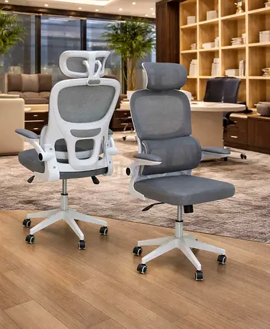 ergonomic mesh office chairs with headrest — grey, adjustable