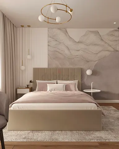 Beige upholstered queen bed king size bed