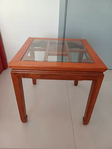 Elegant 3 Wooden Tables with Glass Top
