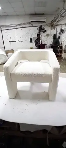 Aesthetic boucle fabric vanity chair armchair