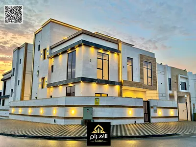 For sale: Villa in Al Helio area, Ajman - first occupancy (two floors + roof) - prime location next to services, ready for immediate occupancy