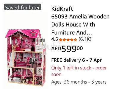 Kidscraft wooden dollhouse