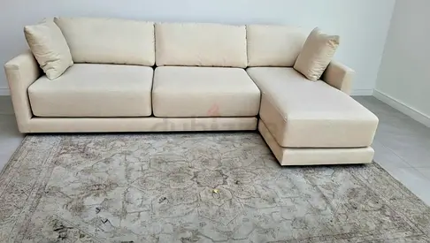 Crategbarrel L Shape Sofa Beige Excellent Condition