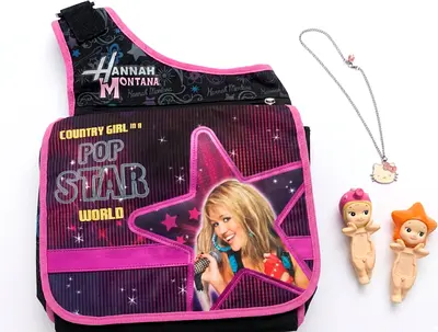 QUICK SALE: Y2K Bundle - Vintage Hannah Montana Bag + Sanrio Necklace + Sonny Angels
