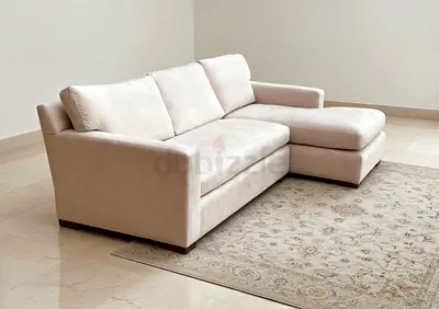 Cratebarrel L-Shaped beige Sectional sofa
