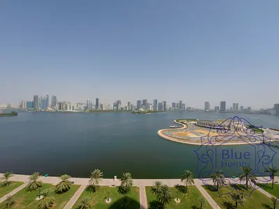 Luxury AC free, Bohaira Water view 3BR+Majlis(4br)+ Gym Pool Parking 160k