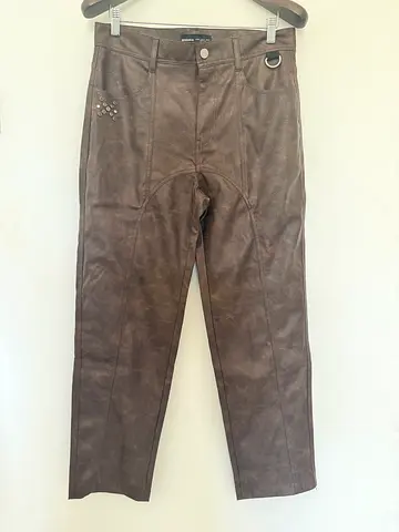 Bershka brown faux-leather mens pants