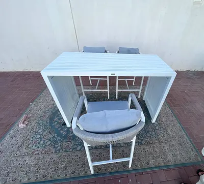 Balcony Furniture Set – Table with 3 Chairs Make your balcony cozy with this compact and stylish se