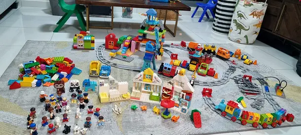 LEGO DUPLO huge set. My mixed building blocks and train playset with figures.