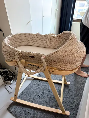 Baby teknum moses crib handcrafted bassinet with rocking stand