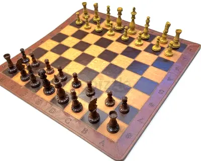 Majestic brand new pure leather folding chessboard 52x52 cms big  from Russia .