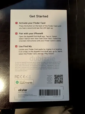 Ekster Finder Card for iOS (Apple Find My) card tracker with box - new