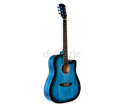 MegArya 38 Inch Blue Acoustic Guitar With Glossy Finish Basswood Panels, ABS Nuts