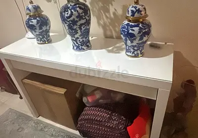 Elegant Console Table with Decorative Vases