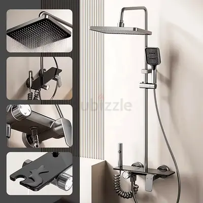 Modern Rainfall Gray Shower Set with Handheld  Mixer