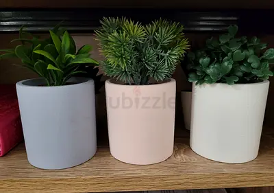 Set of 3 small decorative potted faux plants - lightly used