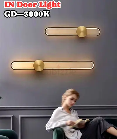 Set of 2 Modern Gold LED Wall Lights (3000K Warm) - Excellent Condition 60cm = AED 100 and 90cm =150