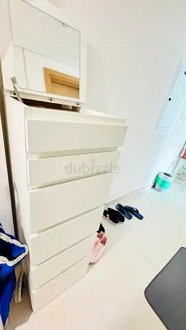 Ikea Modern White Dresser with Mirror
