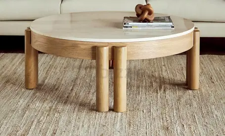 Stylish Round Coffee Table Real Marble