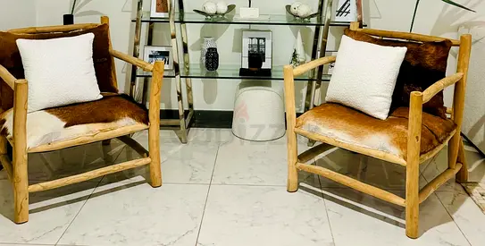 REAL WOOD  LEATHER Chair Set | NEVER USED | 800AED