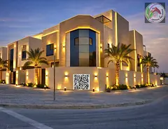 Opposite the mosque, a corner stone villa with central air conditioning, 3 floors, registration fees