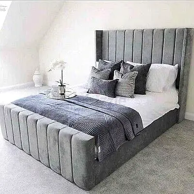 New luxury Queen size Headboard Designe fully customisable bed with soft Valvet Fabric