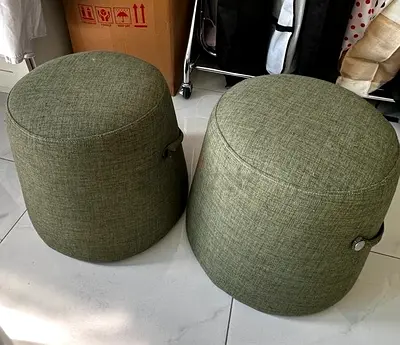 Pair of Stylish Green Ottoman Poufs
